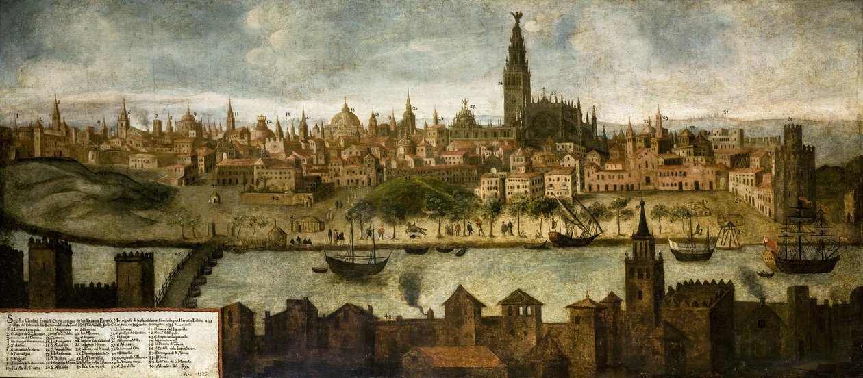 Hispalis (Sevilla), Anonymous kilátása. Olaj, vászon, mérete: 108x242 alkotó: Unknown artist