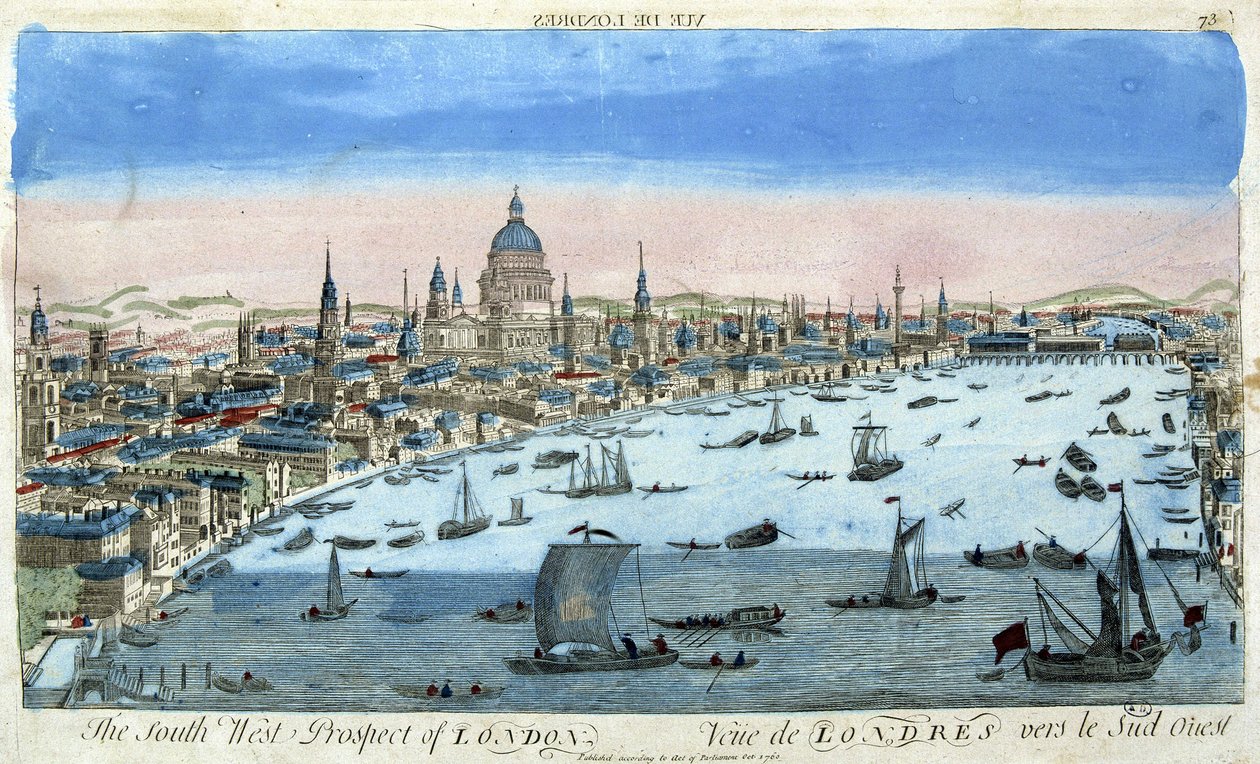 Kilátás Londonra és a Temzére, délnyugatra - optikai nézet alkotó: Unknown artist