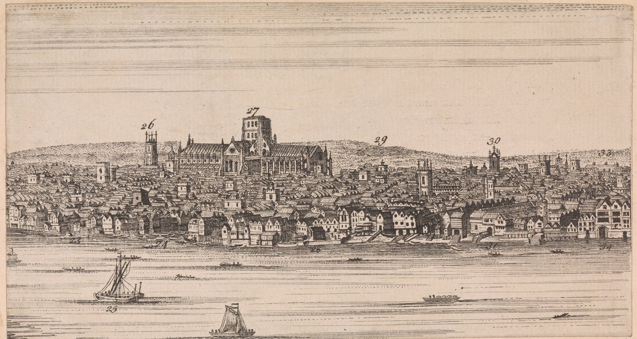 Kilátás a régi St. Paulsra a folyó túloldalán alkotó: Unknown artist