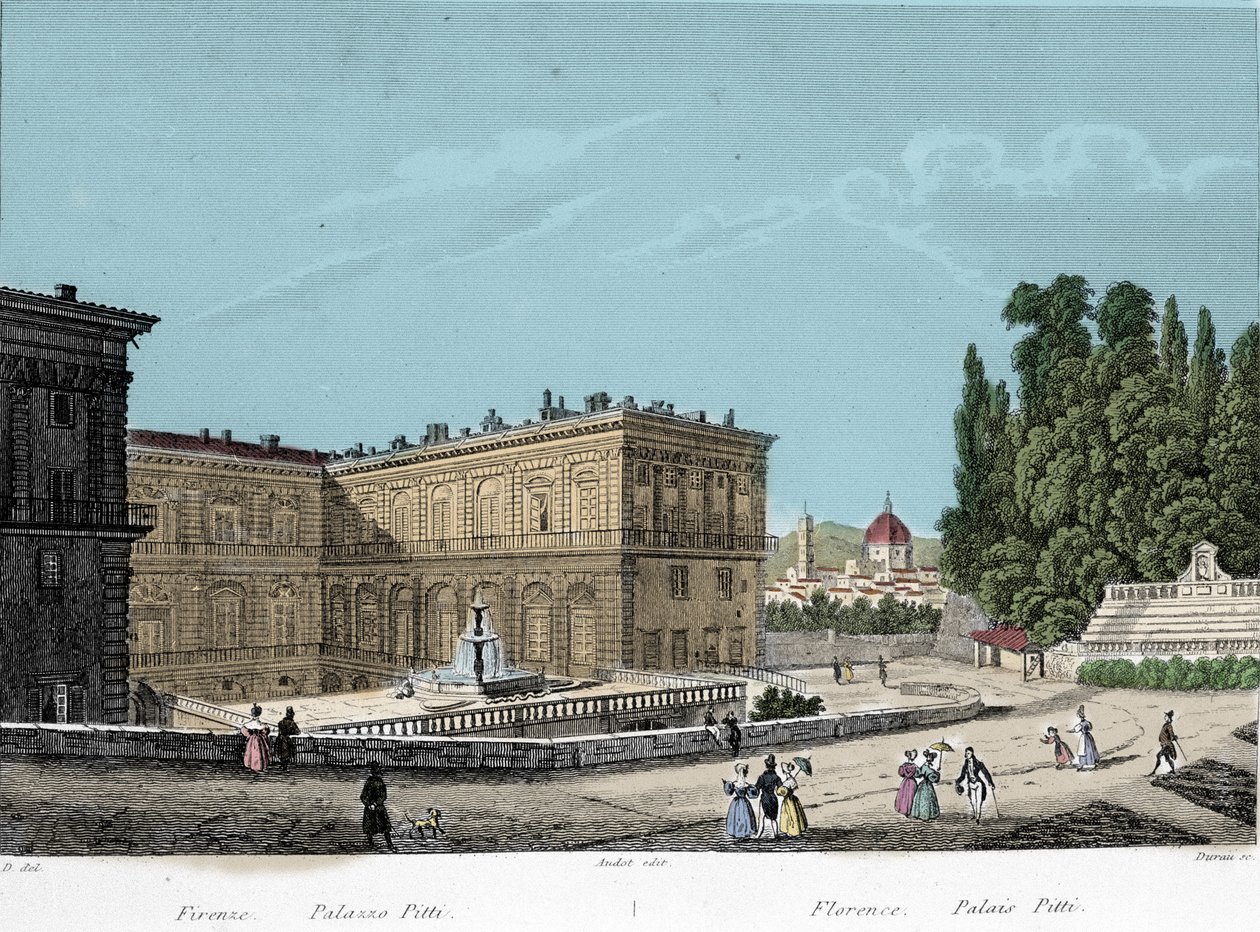 Kilátás a Pitti-palotára Firenzében. 19. század alkotó: Unknown artist