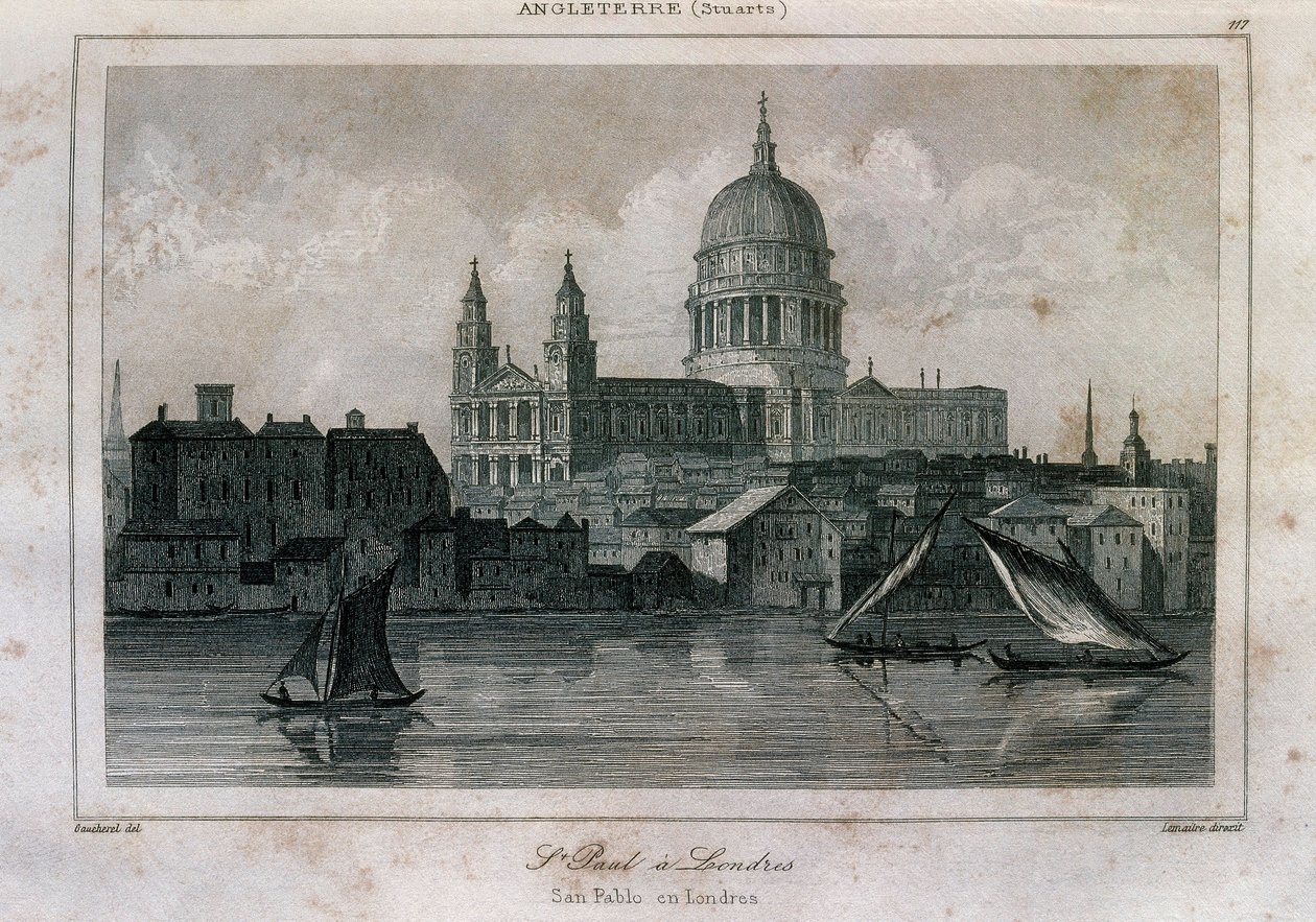 Kilátás a Szent Pál-székesegyházra Londonban, a Temze közelében alkotó: Unknown artist