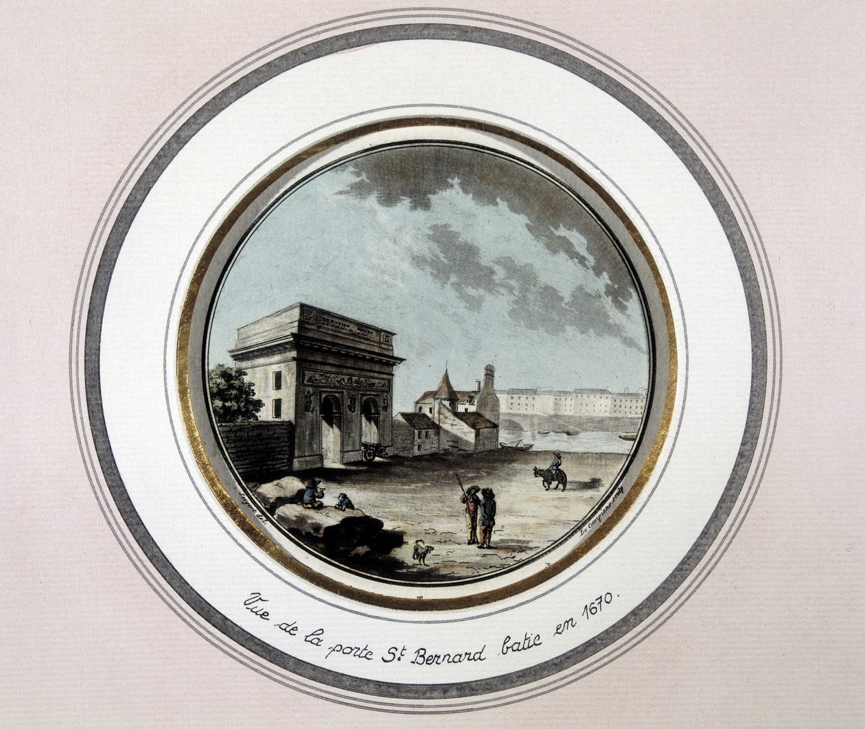Az 1670-ben épült St Bernard Porte kilátása - metszet alkotó: Unknown artist