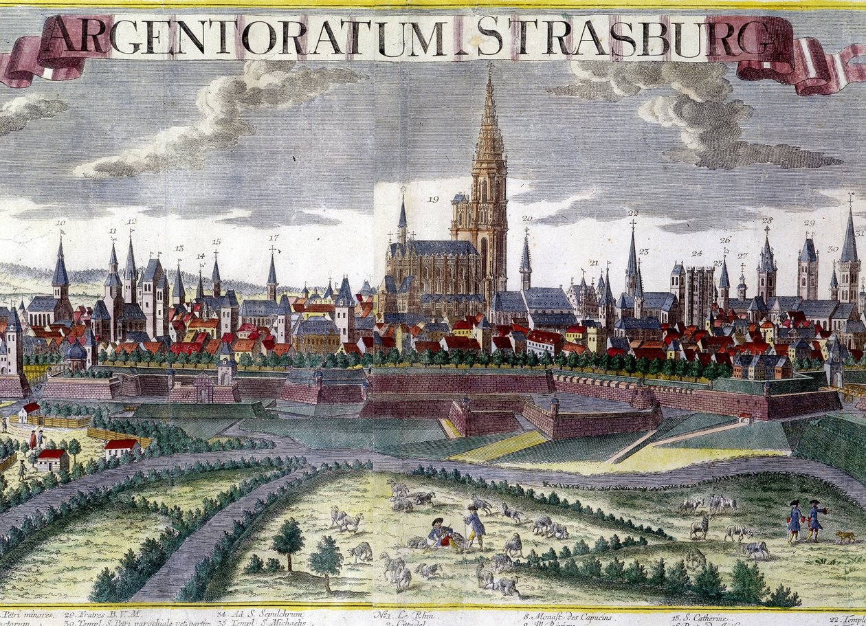 Kilátás Strasbourgra 1770 körül a katedrálissal alkotó: Unknown artist