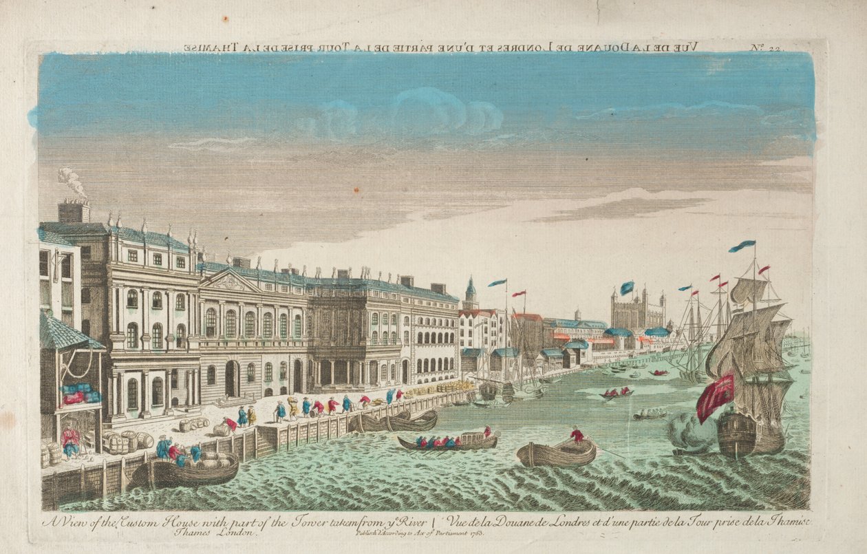 A vámház és a londoni Douana látképe alkotó: Unknown artist