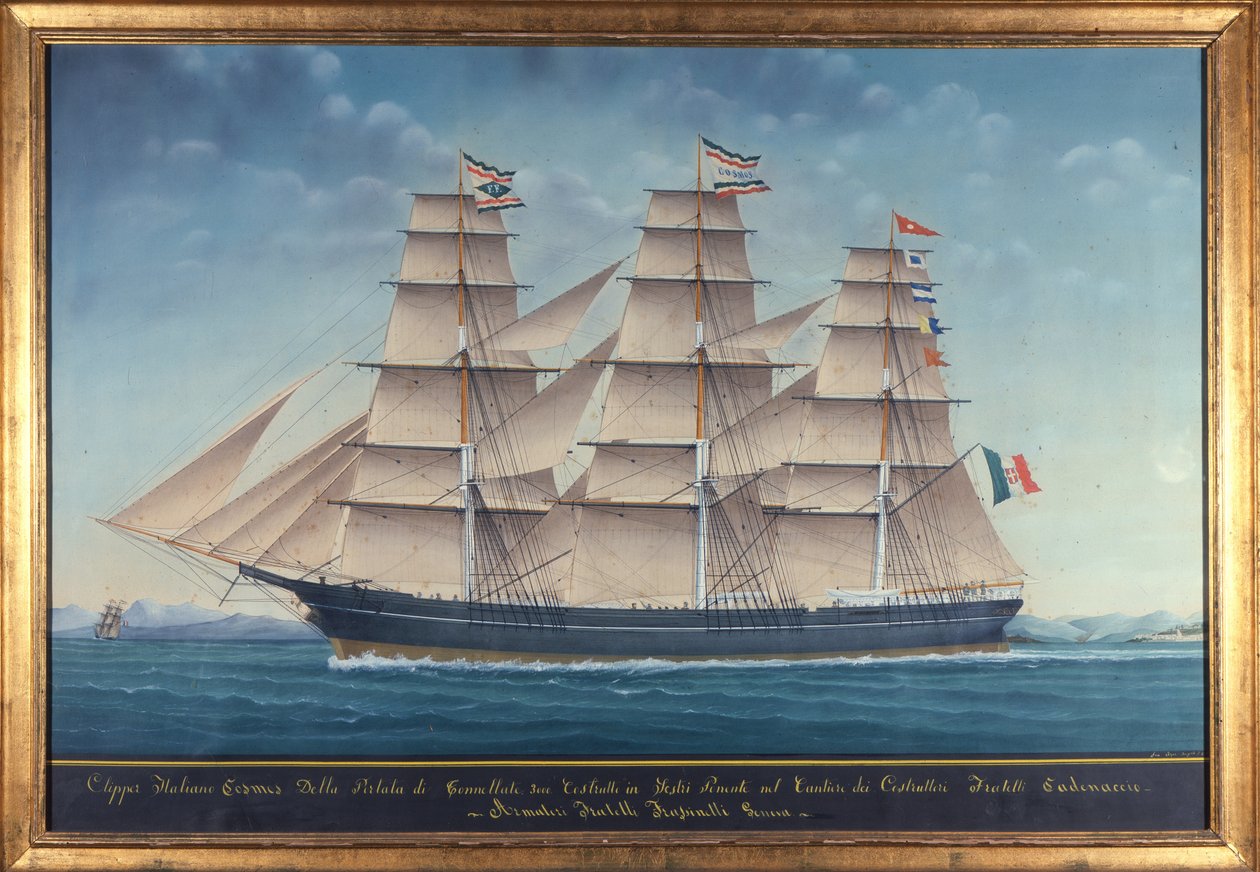 Kilátás a Cosmos olasz klipperre. 19. századi festészet alkotó: Unknown artist