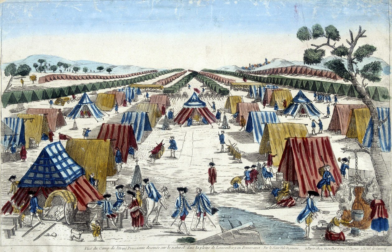 Kilátás a porosz hadsereg táborára, a természetre rajzolva a pomerániai Lomvenborg síkságán. alkotó: Unknown artist