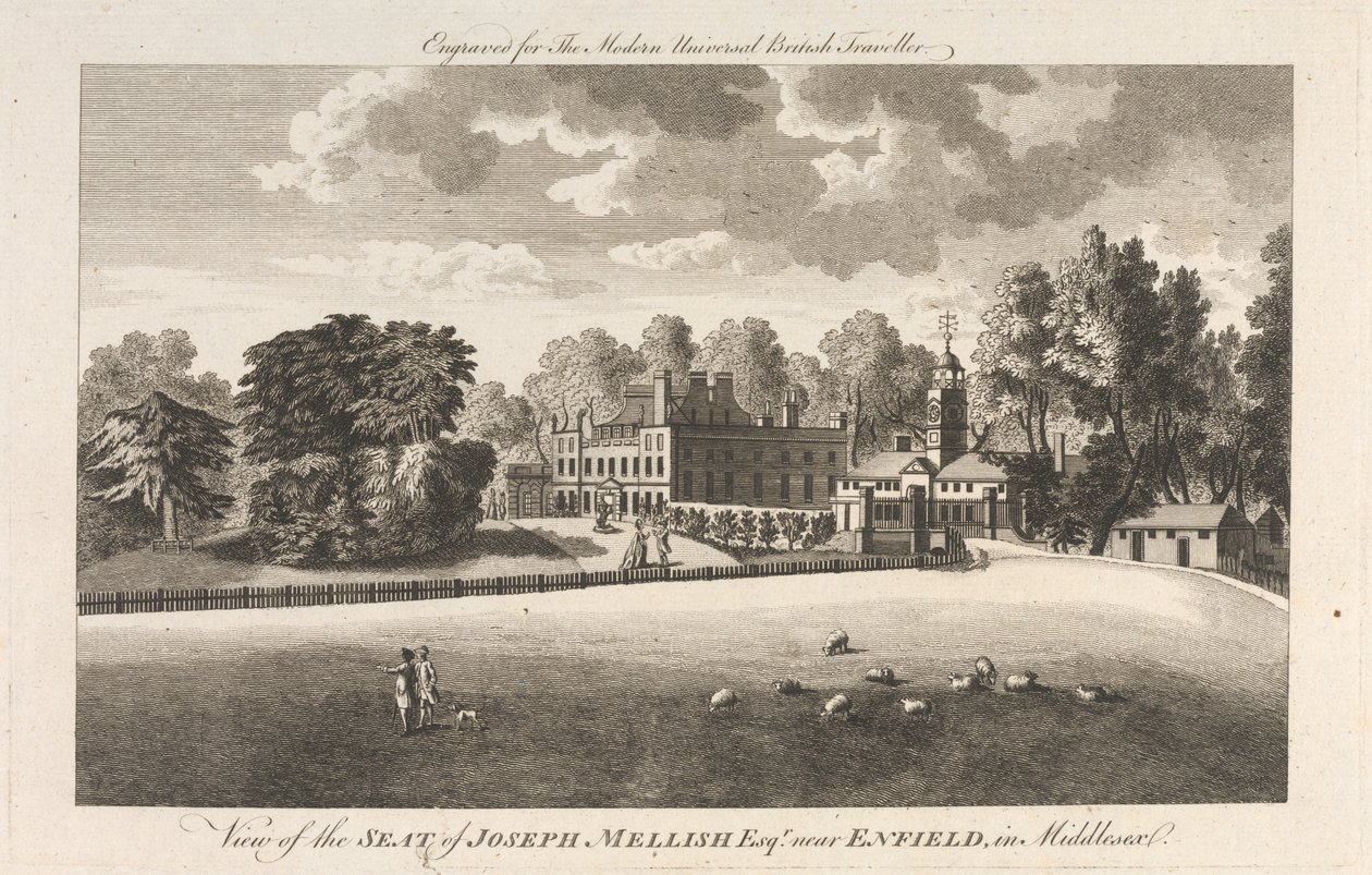 Kilátás Joseph Mellish székhelyére, Esquire Enfield közelében, Middlesexben, külső elővárosban - észak alkotó: Unknown artist