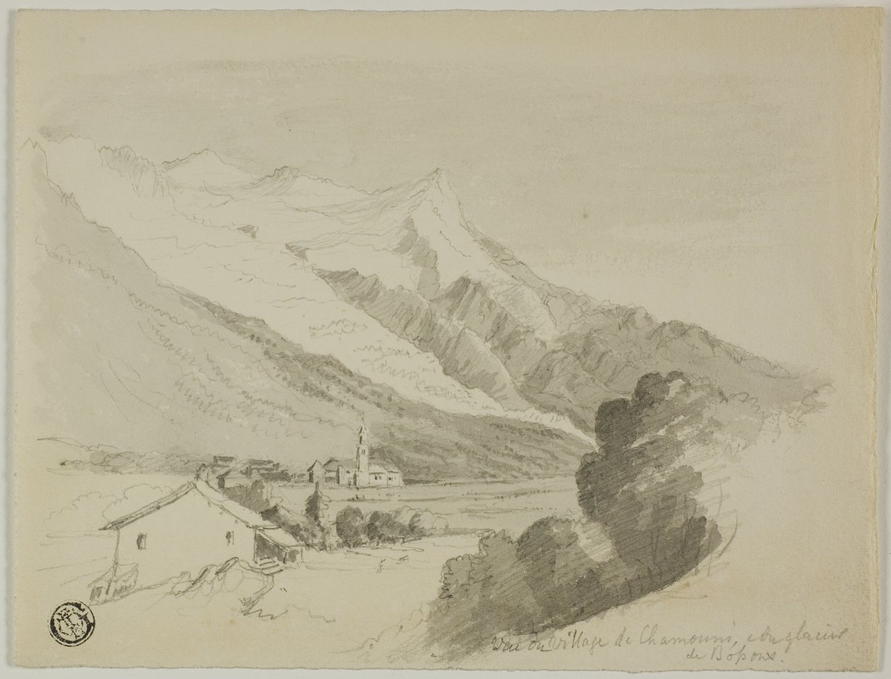 Kilátás Chamonix falujára és a Bossons-gleccserre alkotó: Unknown artist