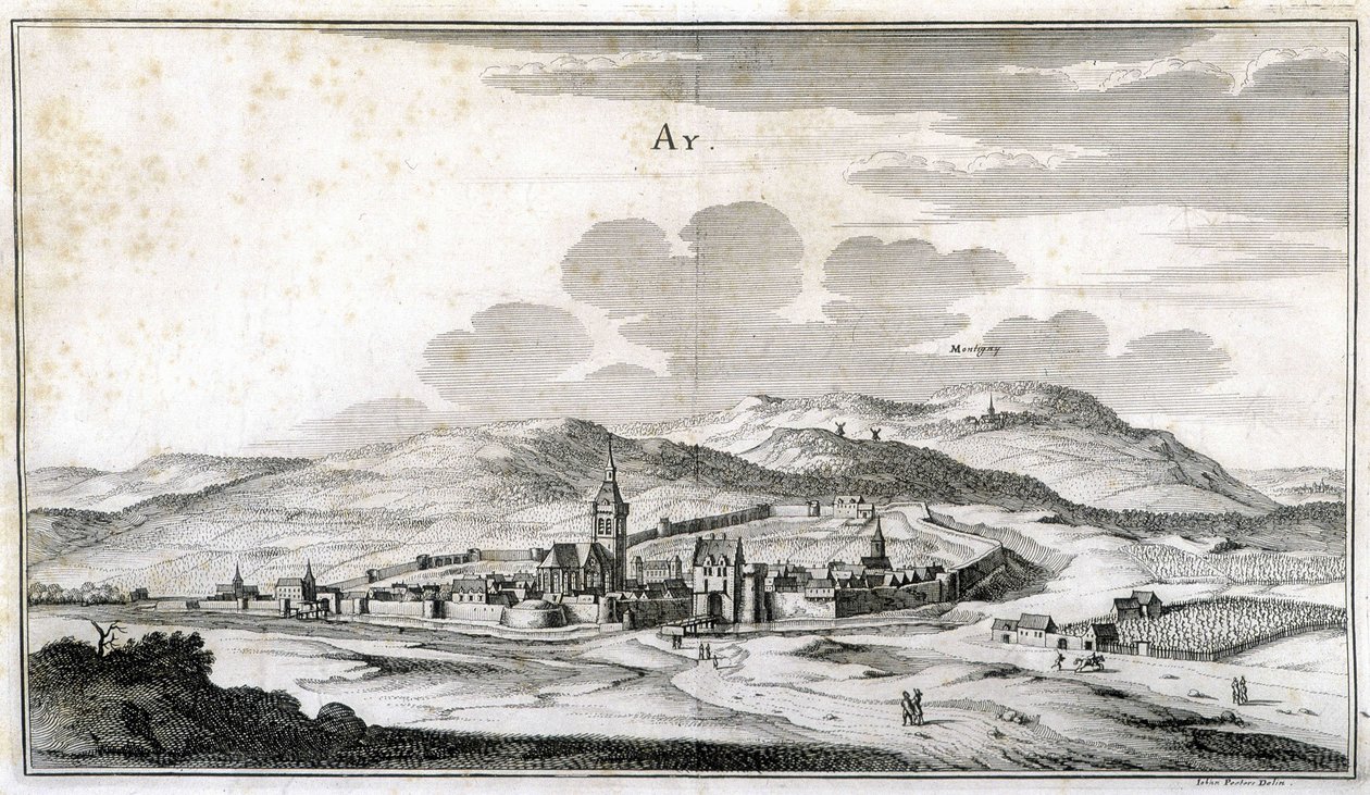 Kilátás Ay városára. Metszet a 18. század végéről. alkotó: Unknown artist