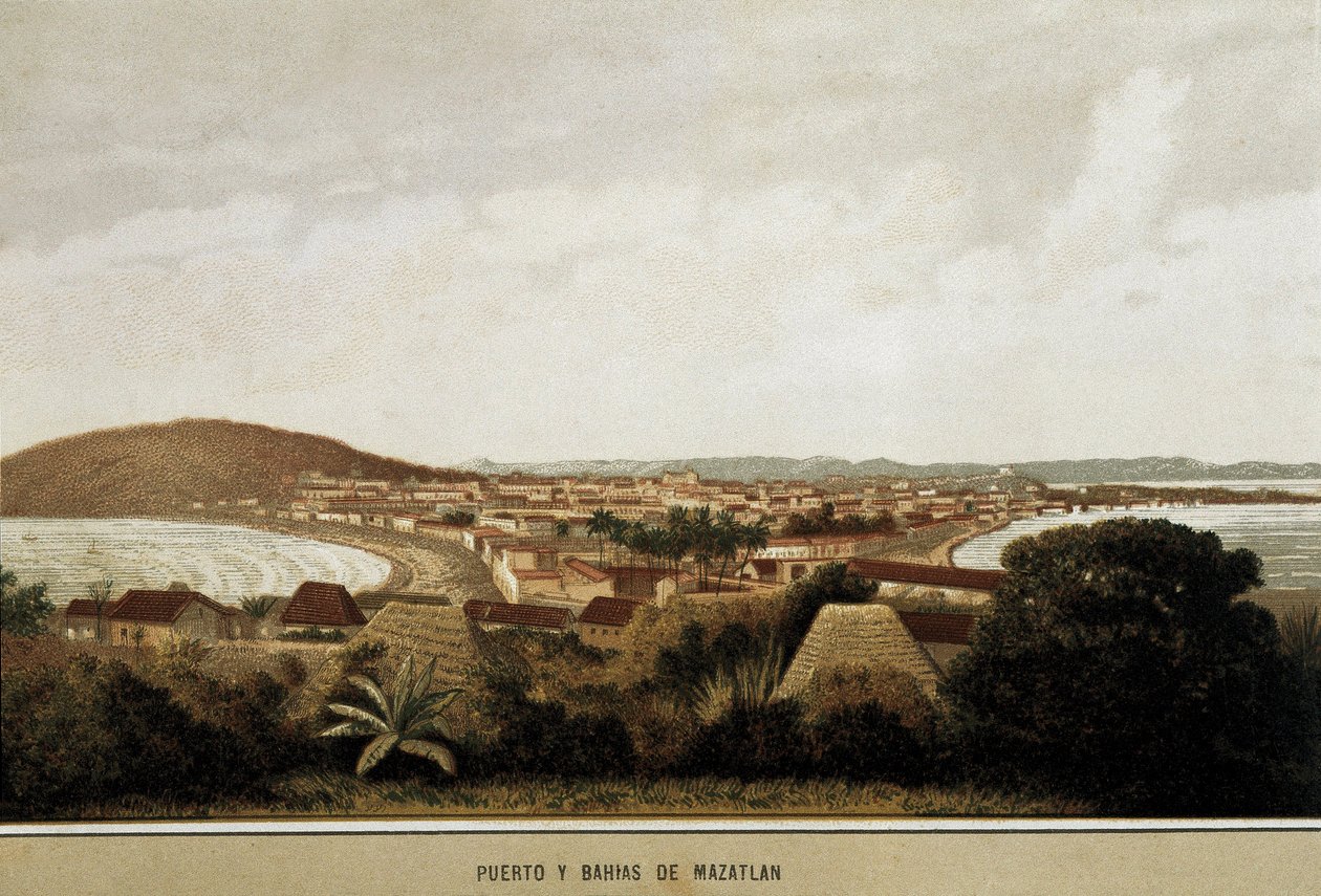 Kilátás nyílik Mazatlan városára a Csendes-óceán partján. Mexikó alkotó: Unknown artist