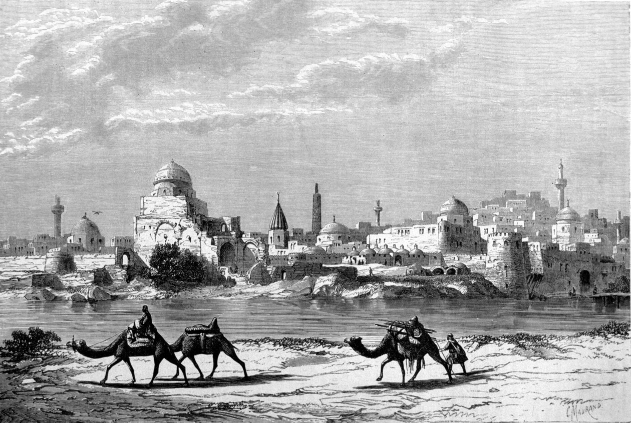Kilátás Moszul városára a Tigris Irakban. alkotó: Unknown artist