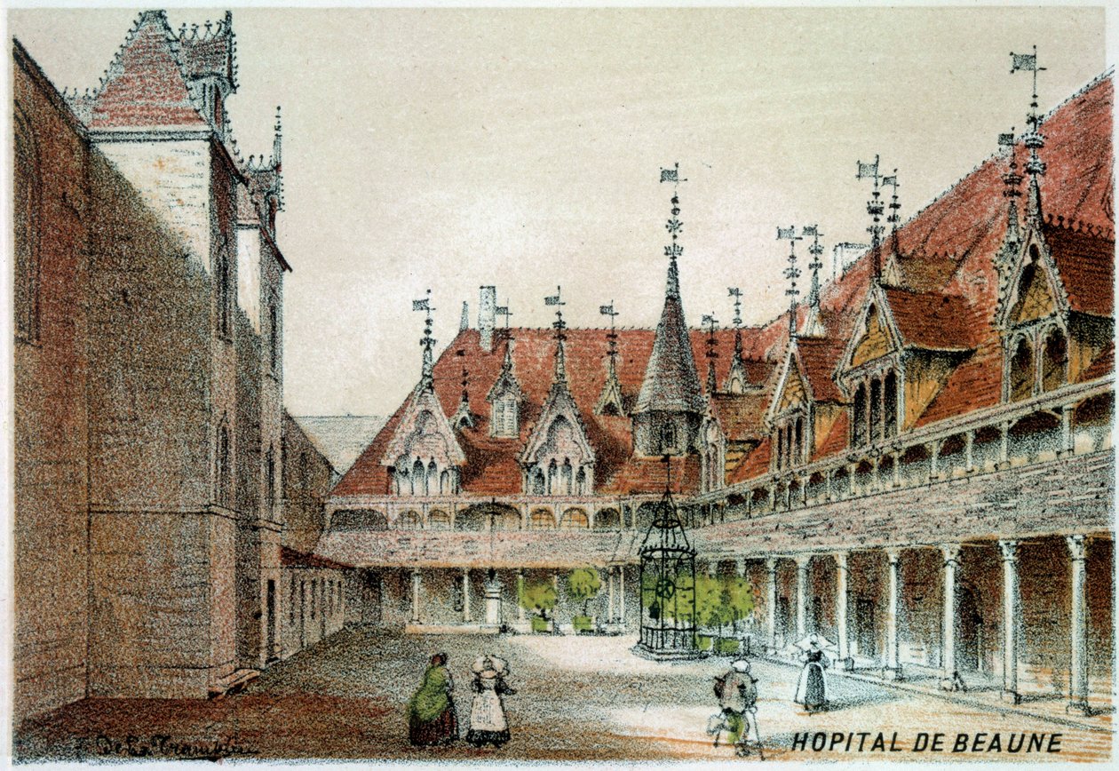 Kilátás a Hospices de Beaune udvarára alkotó: Unknown artist