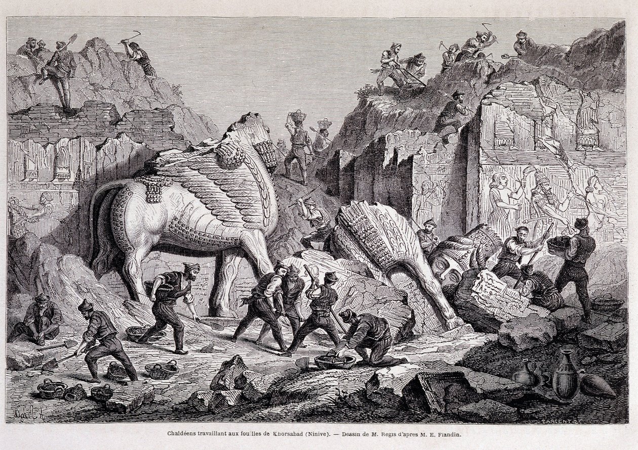 Kilátás a Khorsabad (Khunsabad) (Ninive) ásatásairól – „A világ körül” című filmben, 1861 2. hete. alkotó: Unknown artist