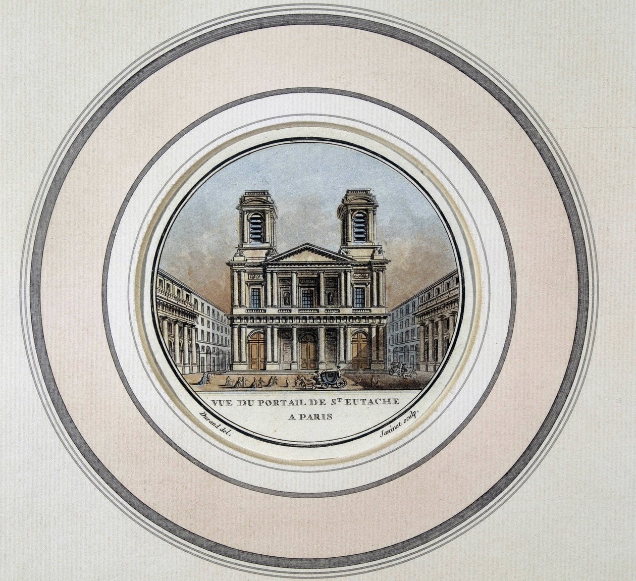 Kilátás a párizsi Szent Eustache portálra - metszet alkotó: Unknown artist