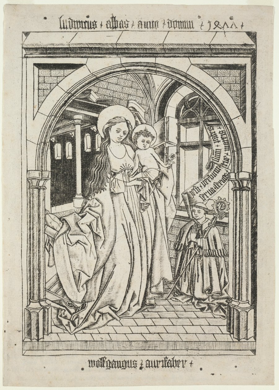 Szűz és gyermeke, Ludwig apát térdel alkotó: Unknown artist