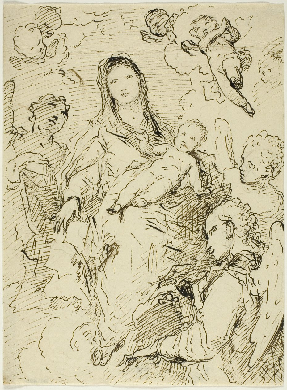 Szűz és gyermeke angyalokkal alkotó: Unknown artist