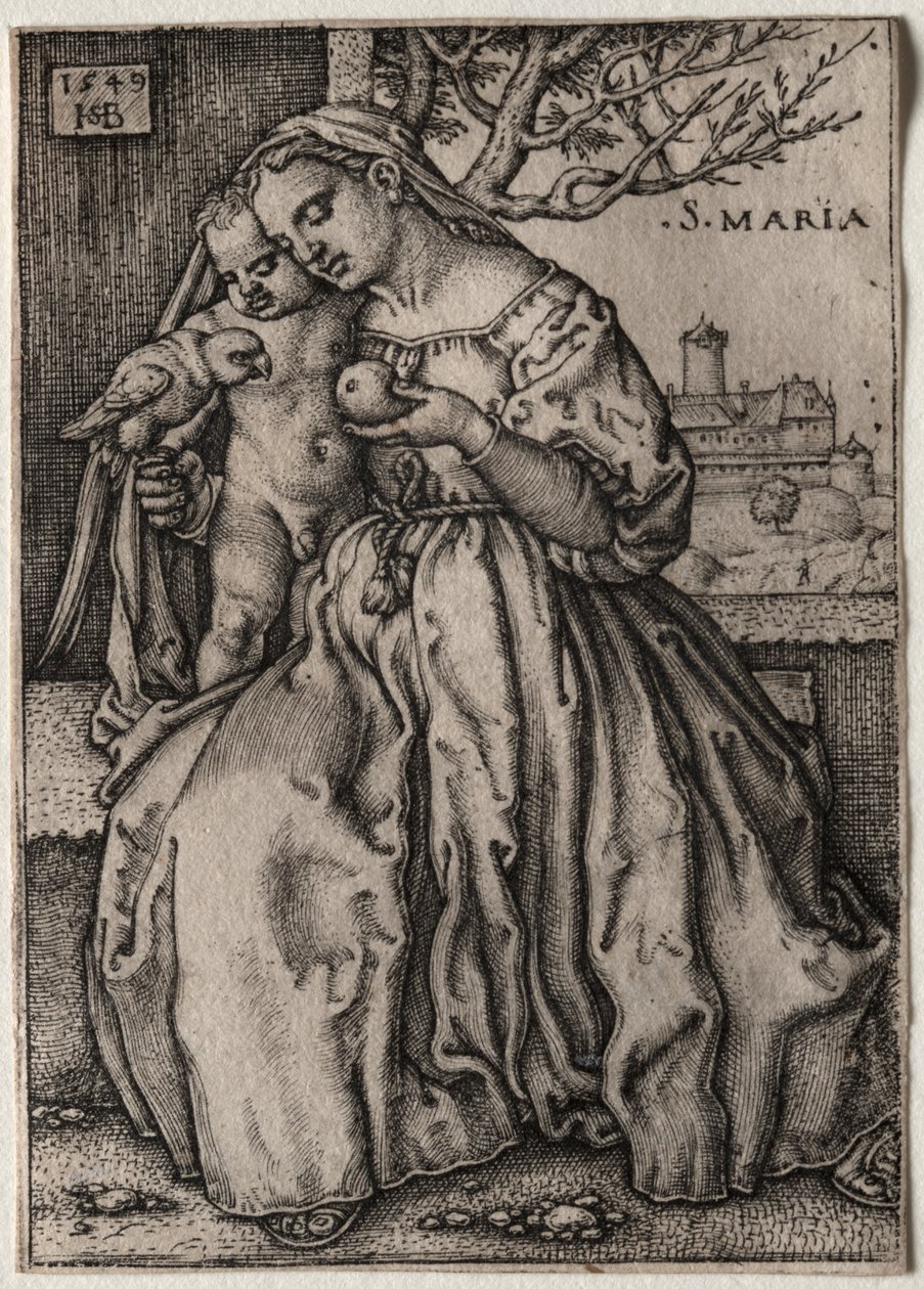 Szűz és gyermek papagájjal alkotó: Unknown artist