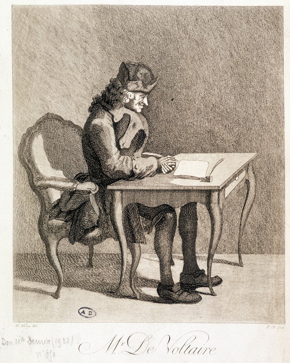 Voltaire a munkaasztalánál - metszet alkotó: Unknown artist
