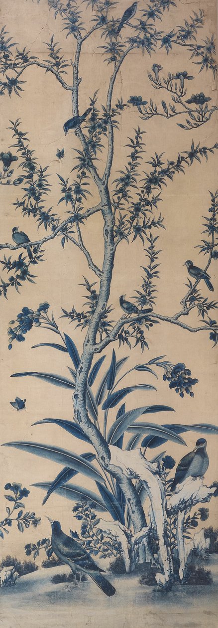 Tapéta panel madarakkal és virágzó fákkal alkotó: Unknown artist