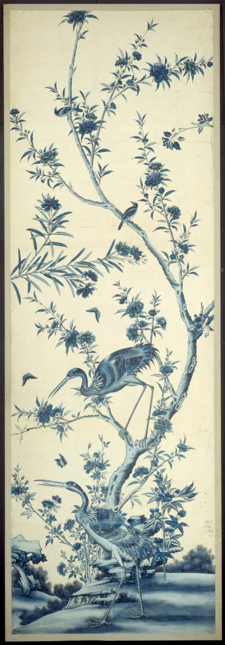 Tapéta panel madarakkal és virágzó fákkal alkotó: Unknown artist