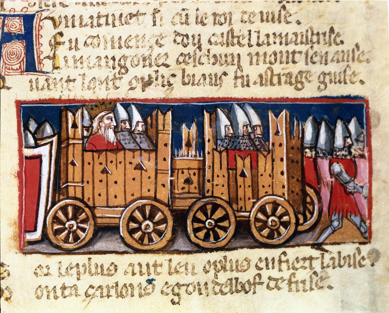Hadigépek, a fegyvertartály előfutára, amelyet Nagy Károly használt a spanyol mórok ellen - a „Spanyolország bejárata”, 14. századi kéziratban. Biblioteca Marciana, Velence. alkotó: Unknown artist