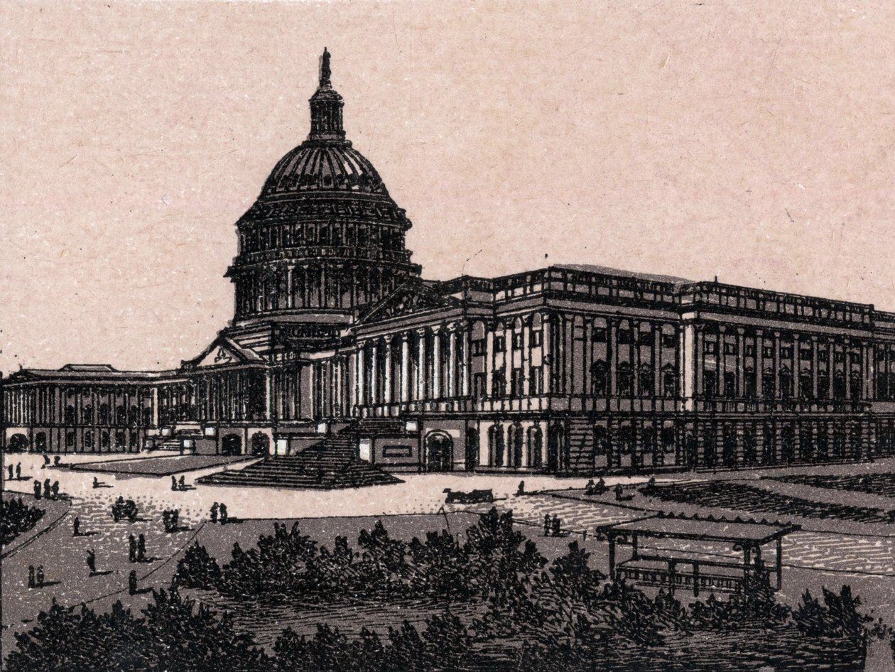 Washington, Egyesült Államok: kilátás a Capitoliumra. a „The World Illustrates 168 Views” című kötetben, dátum nélkül (19. század vége) alkotó: Unknown artist