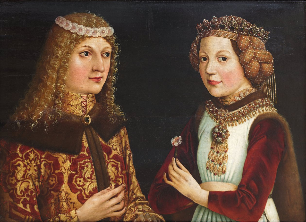 Posztumusz László (Ladislas de Habsbourg dit le Posthume) (1440-1457) és Valois Magdaléna (Madeleine de France ou de Valois) (1443-1495) esküvői portréja - Anonymous - 1457 - Olaj, fa - 38,5 Múzeum, Budapest alkotó: Unknown artist