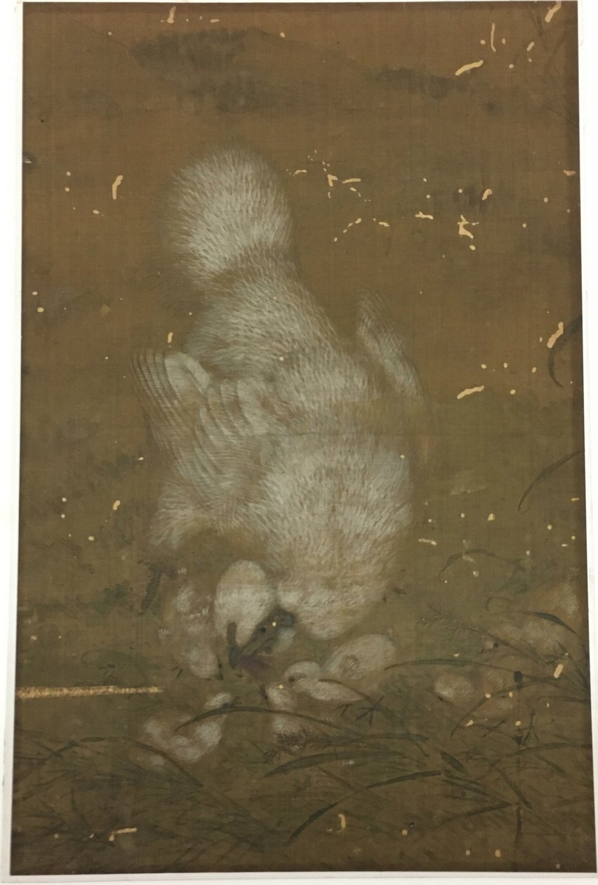 Fehér tyúk és csibék alkotó: Unknown artist