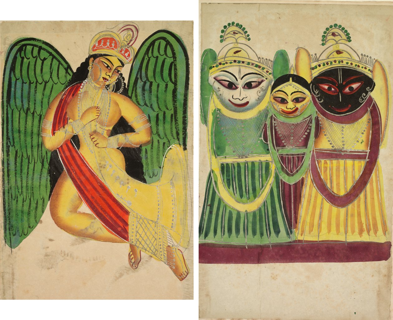 Szárnyas apsara kürttel (recto); Jagannatha Trio (verso) alkotó: Unknown artist