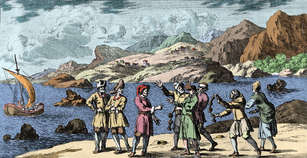 Boszorkányság és hiedelmek: finn és számik, akik három csomó varázslatával vihart provokálnak. Metszet Johann Zahn (1631-1707) „Mundi Mirabilis Oeconomia”-ból alkotó: Unknown artist