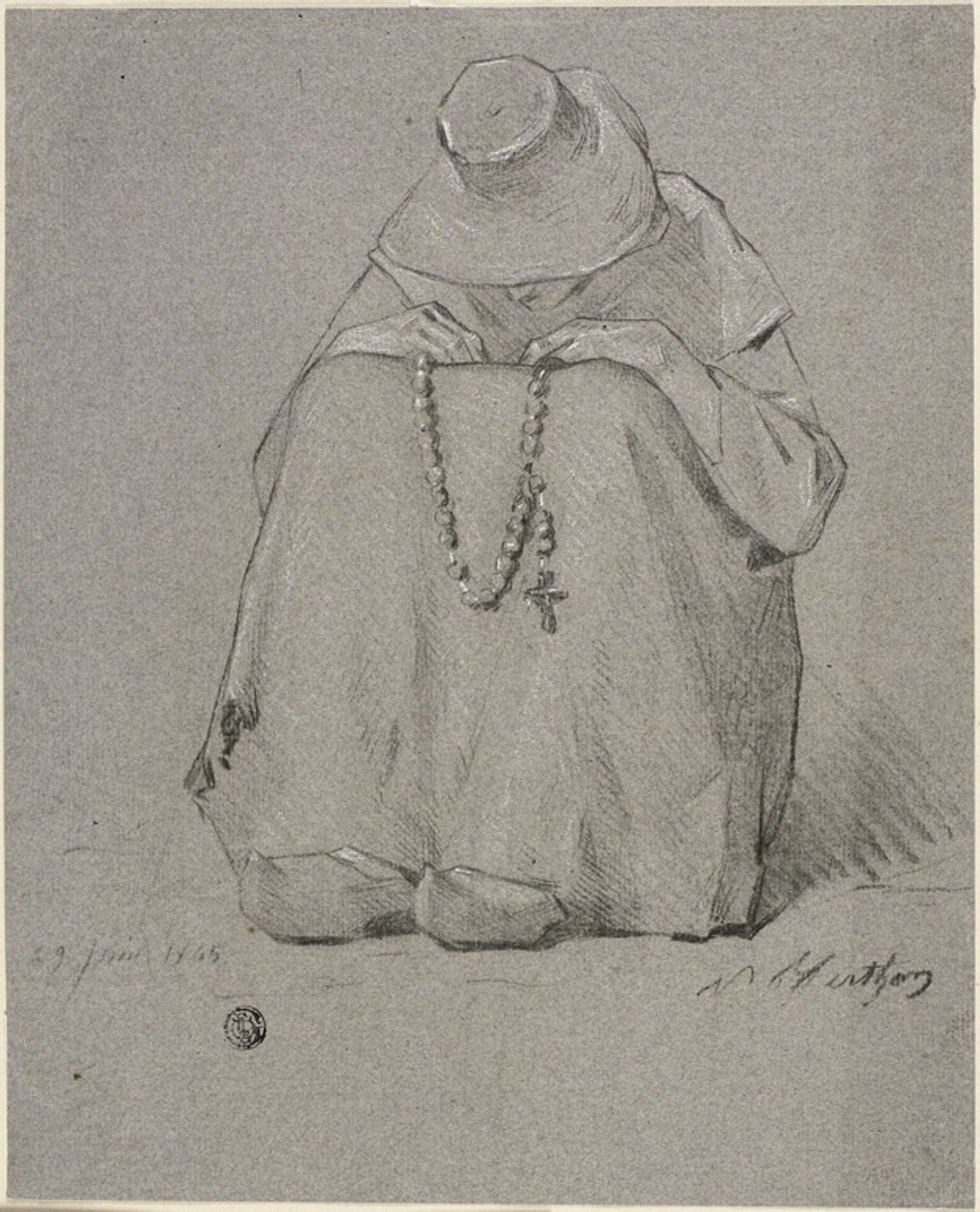 Nő rózsafüzérrel alkotó: Unknown artist