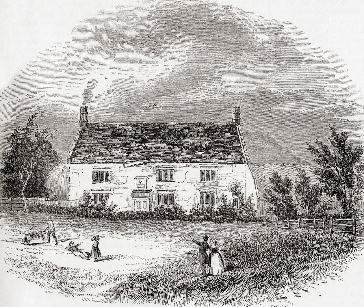Woolsthorpe Manor, Woolsthorpe-by-Colsterworth, Lincolnshire, Anglia, Régi Anglia: A Pictorial Museum, pub. 1847 alkotó: Unknown artist
