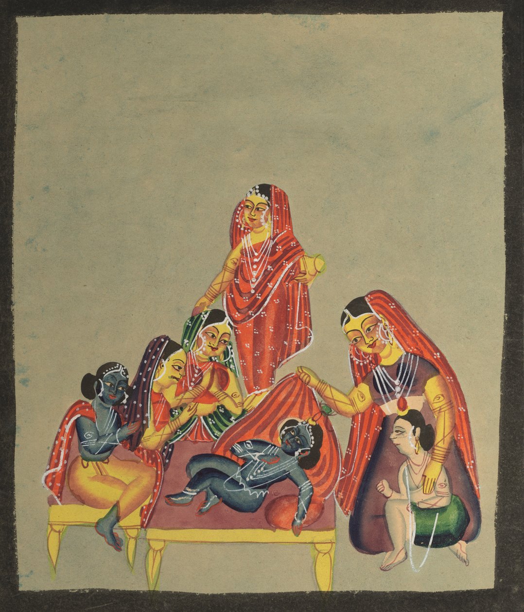 A csecsemő Krisna imádata alkotó: Unknown artist