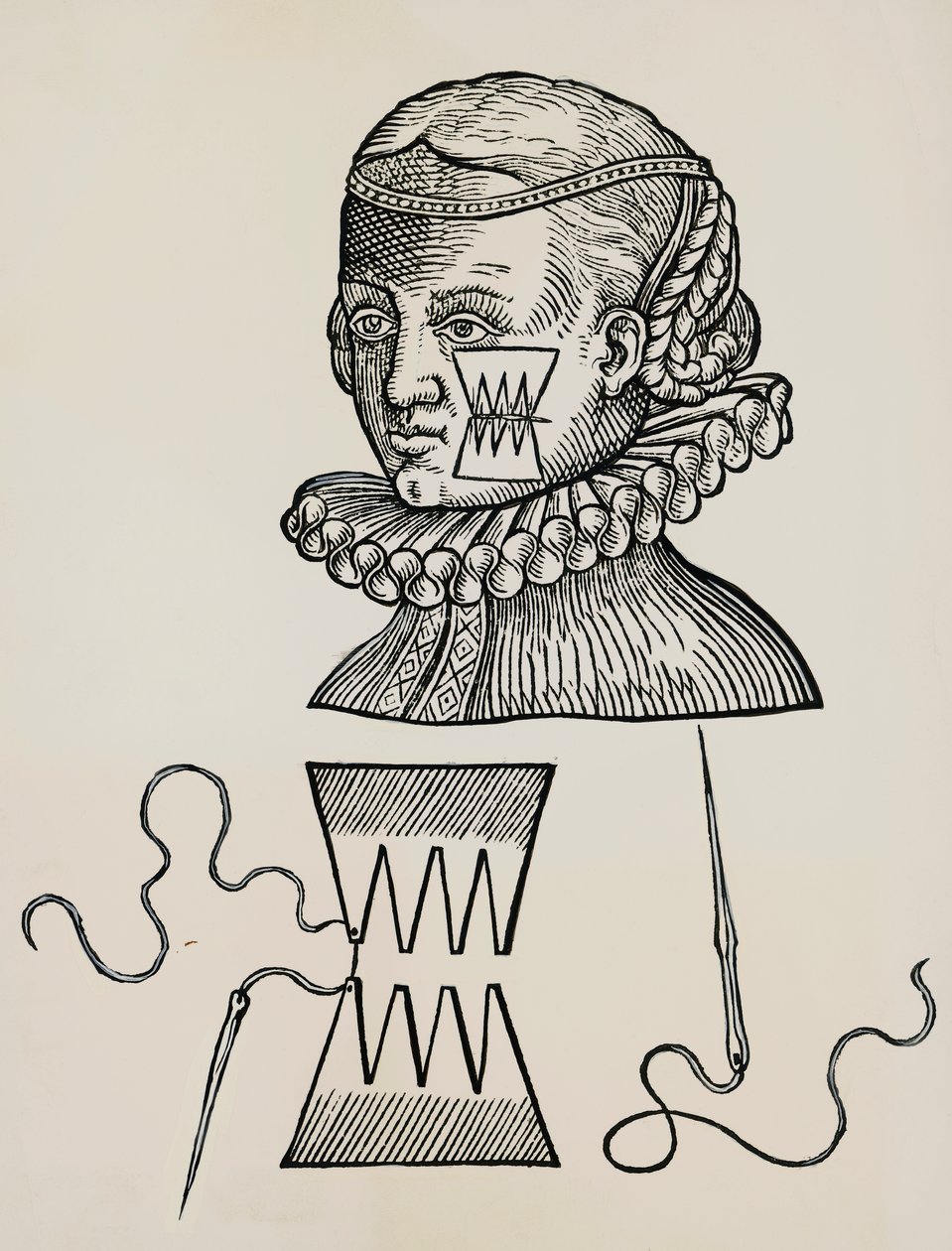 Az arcig terjedő seb tapasszal kezelve, hogy megakadályozza az öltésnyomok megjelenését a bőrön alkotó: Unknown artist