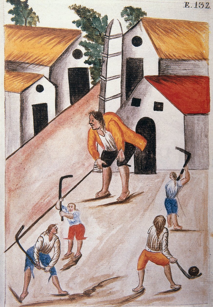 Labdázó fiatal indiánok, Baltazar Martinez Compañón y Bujanda, Trujillo püspöke (1782-1785) "Trujillo del Peru" vagy "Códice Martínez Compañón" című könyvéből alkotó: Unknown artist