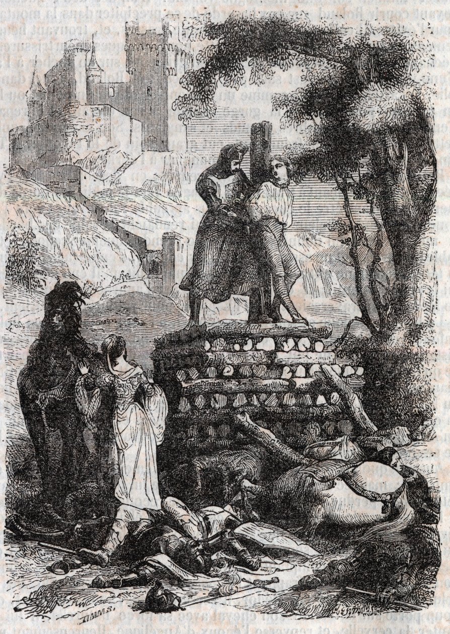 Zerbin a Bucheren, Roland Delivre - 1851-es metszet a „Dühös Roland”-tól” alkotó: Unknown artist