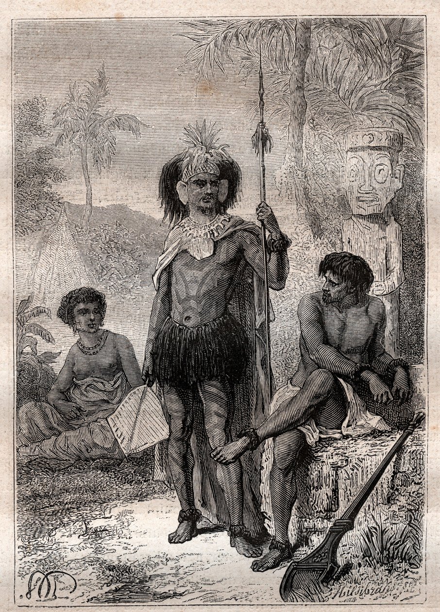 a Marquesas-szigetek őslakosai – James Cook kapitány utazása alkotó: Unknown artist