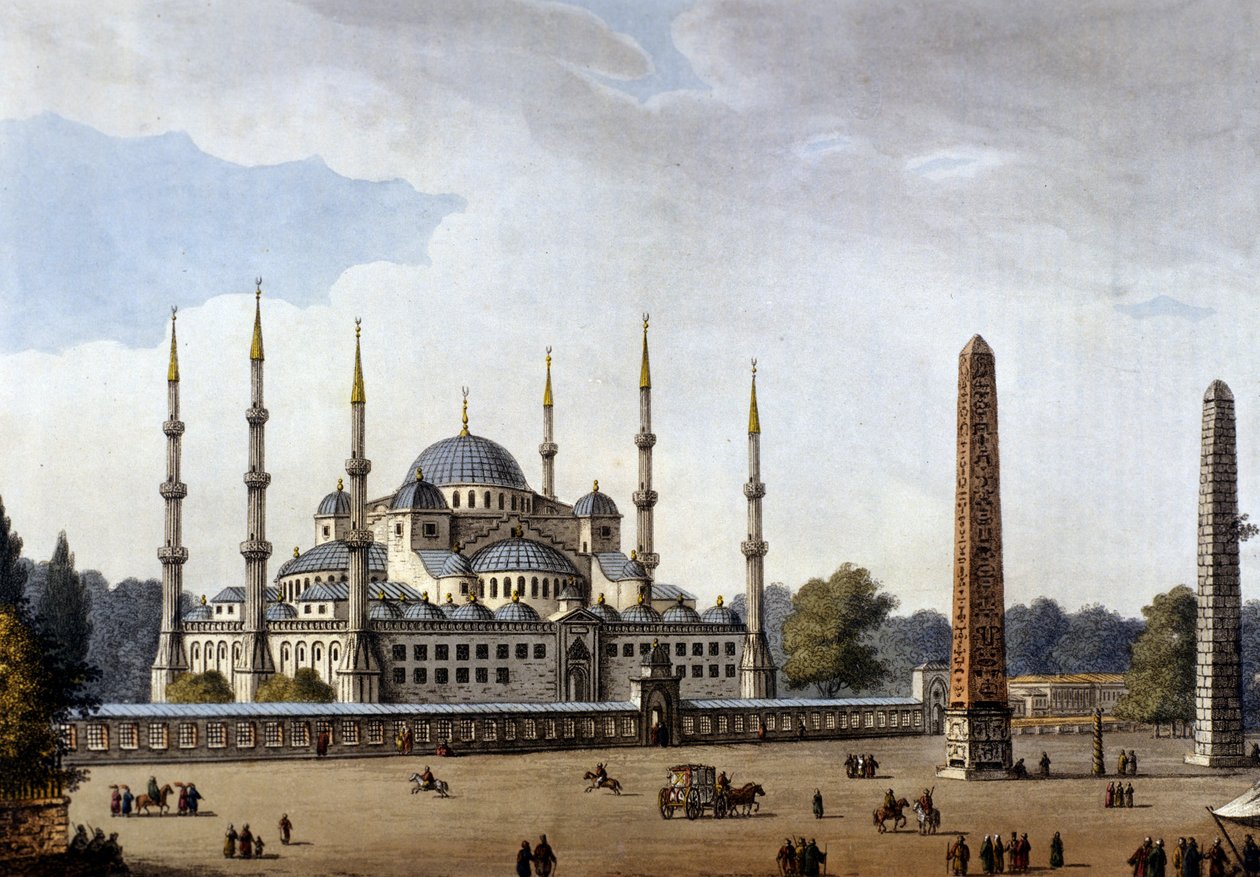 ntinopoly. Szent Szófia mecset (Hagia Sophia). Metszet a 19. század végéről alkotó: Unknown artist