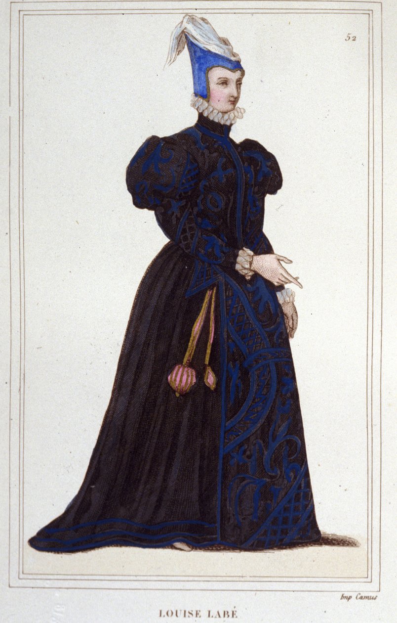 Louise Labbé vagy Labé (ver1524-1566) francia költő portréja. 1830-as metszet alkotó: Unknown artist