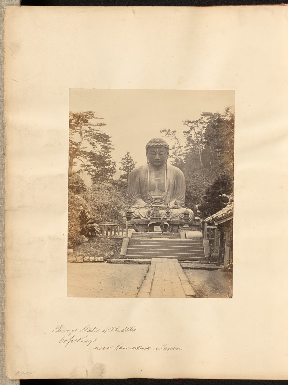Buddha bronzszobra, 60 láb magas, Kamakura közelében, Japánban alkotó: Unknown artist/maker