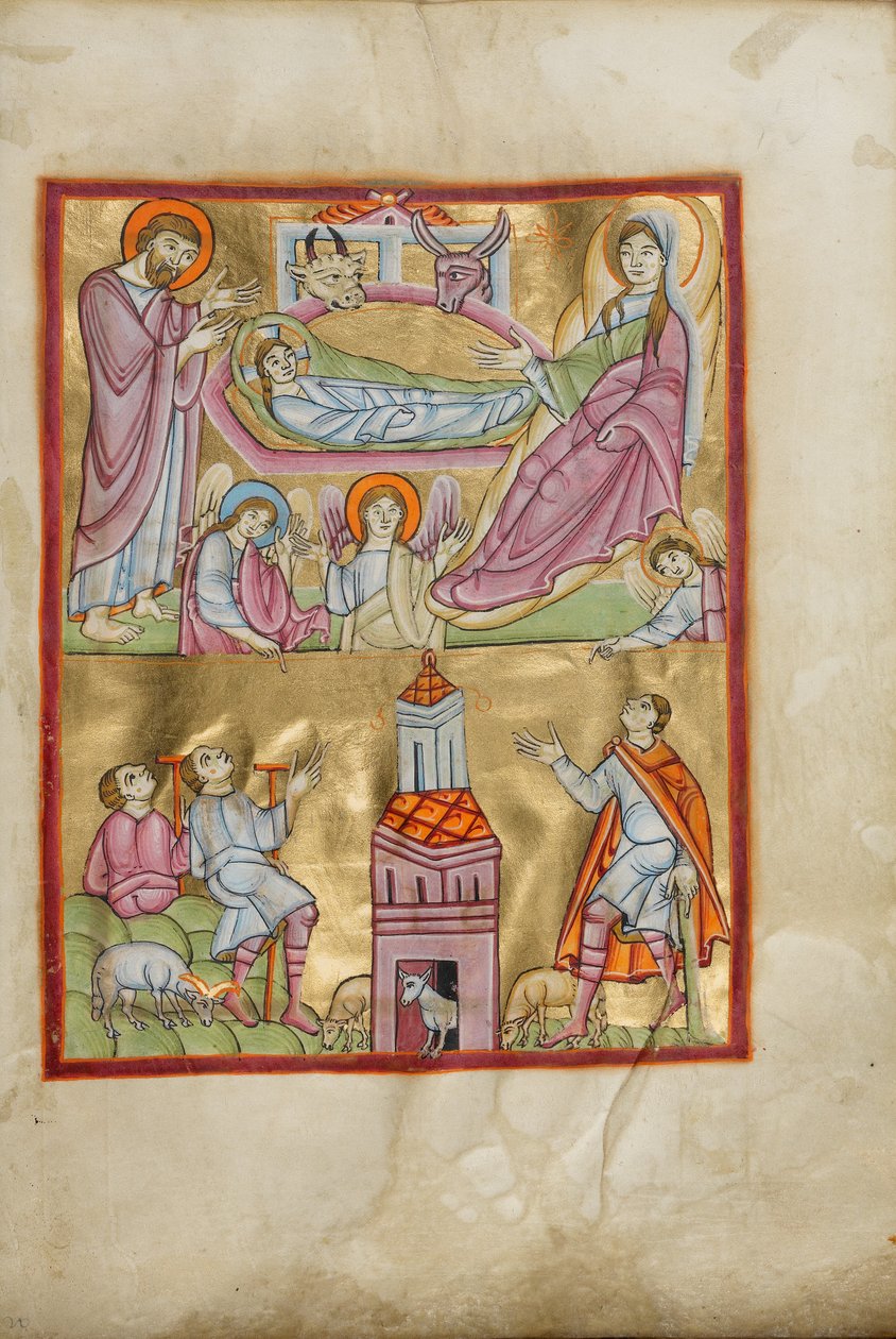 A születés és a pásztoroknak szóló igehirdetés alkotó: Unknown artist/maker