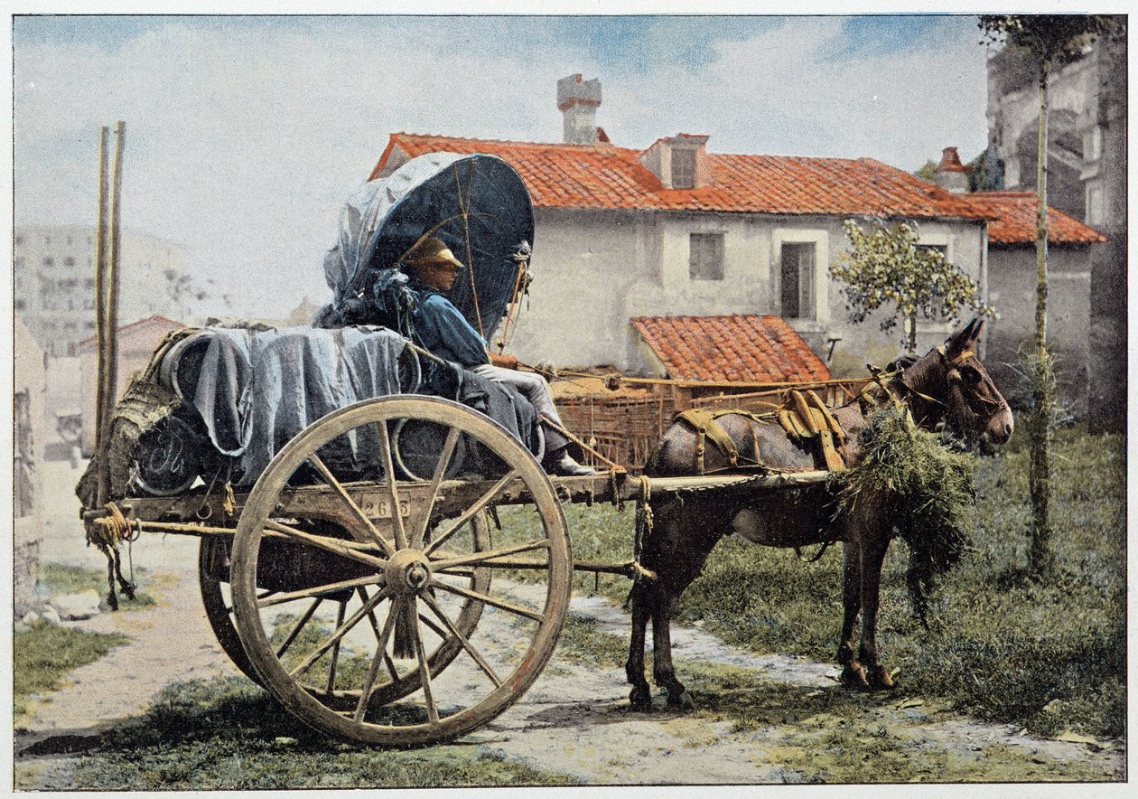 Egy kocsis, aki a borát viszi. Róma, Olaszország, 19. század vége. alkotó: Unknown photographer