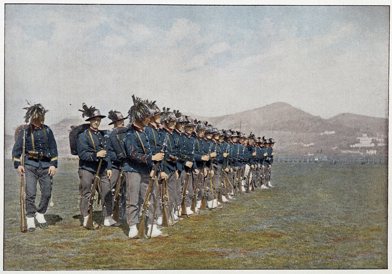 Az olasz hadsereg Bersagliers (Bersaglieri) szakasza. alkotó: Unknown photographer