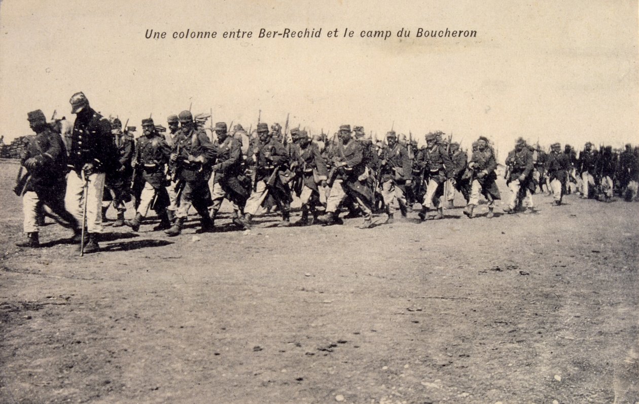 Bir Rashid Barh el Gazelben, Csád, francia légiós gyarmati katonák járőröznek. képeslap 1910 alkotó: Unknown photographer