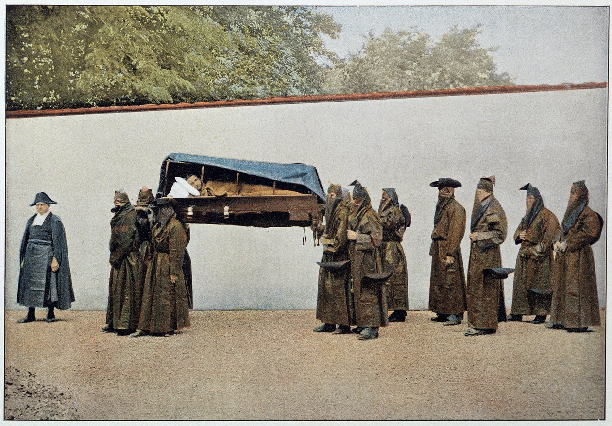 Egy beteg embert kórházba szállító jótékonysági lekvár testvérei, Olaszország, 19. század vége. alkotó: Unknown photographer
