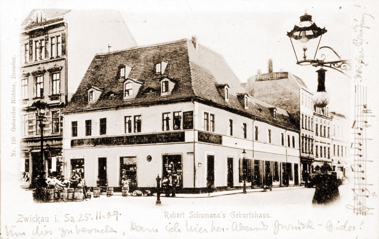Robert Schumann (1810-1856) háza Zwickauban, Németországban. alkotó: Unknown photographer