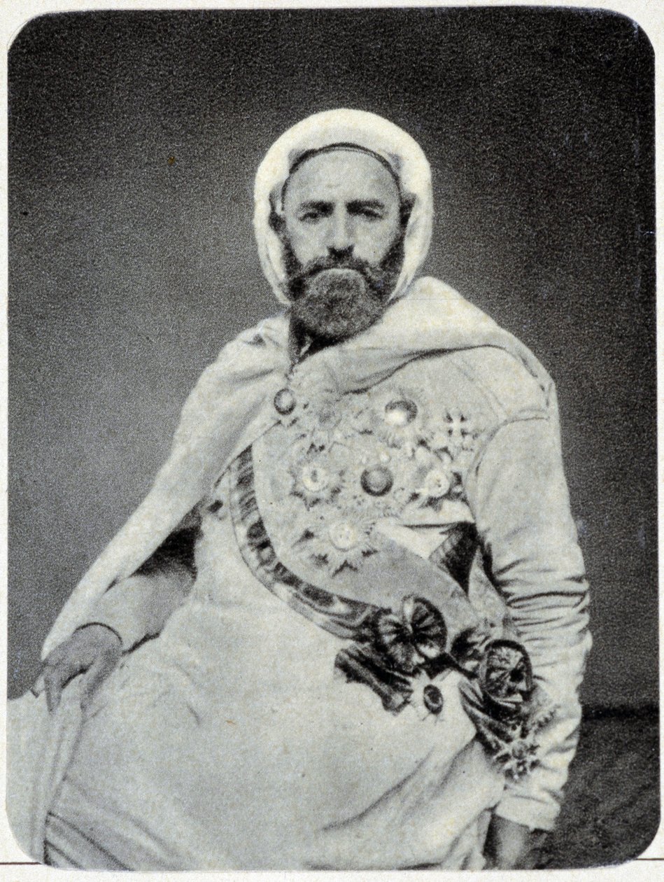 Abd-el-Kader (Abd El-Kader) portréja 1875-ben - fénykép. alkotó: Unknown photographer