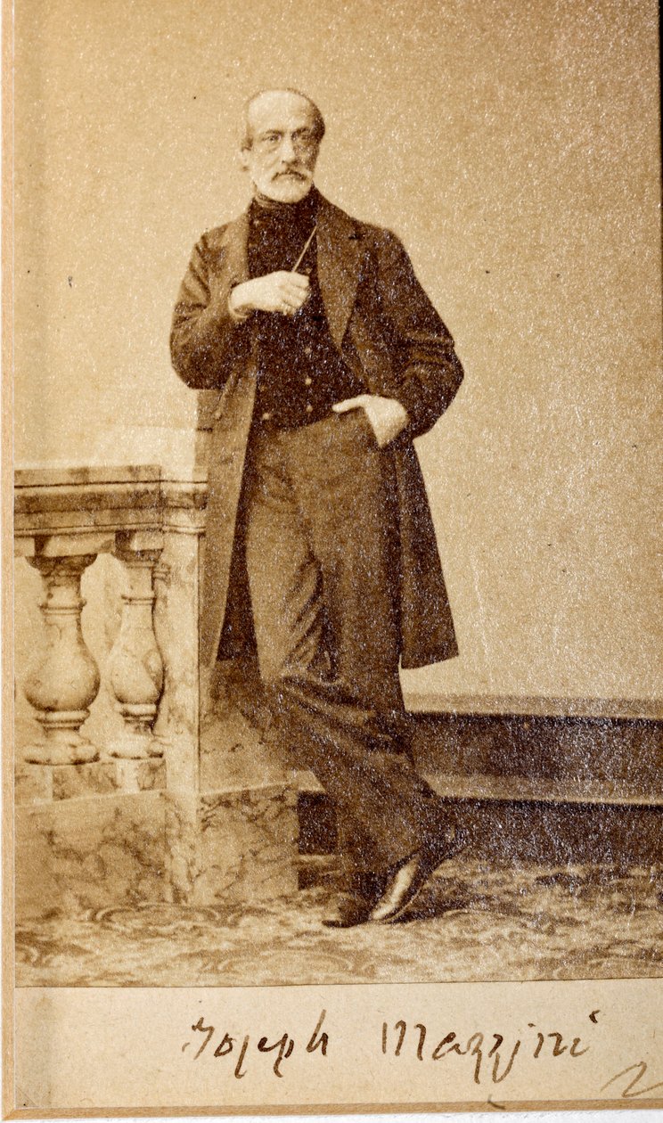 Giuseppe Mazzini portréja, autogrammal (f/w fotó) alkotó: Unknown photographer