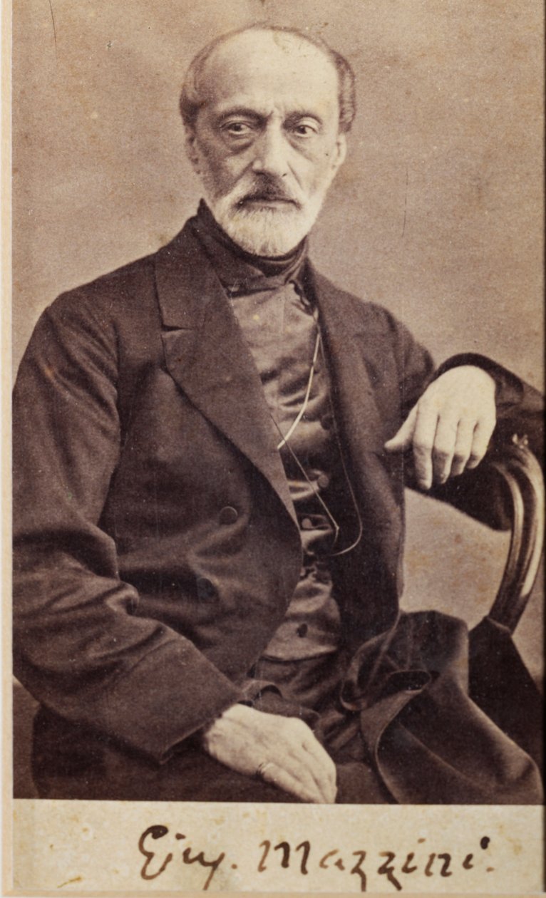 Giuseppe Mazzini portréja, autogrammal (f/w fotó) alkotó: Unknown photographer