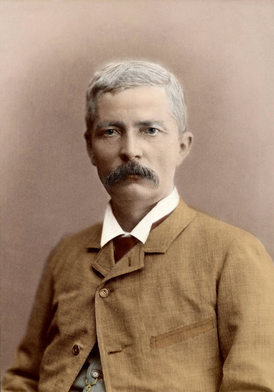 Sir Henry Morton Stanley (született: John Rowlands) (1841-1904), walesi újságíró és felfedező portréja. későbbi színezés alkotó: Unknown photographer